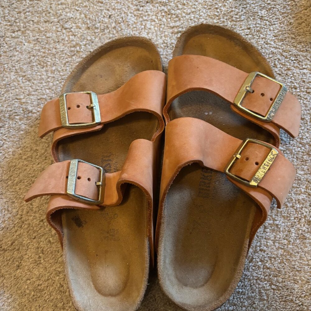 Birkenstock Arizona Natural Leather Sandals – Cognac Brown – Women’s Size 7 (EU